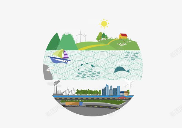 多色绿色家园幻想图案png免抠素材_88icon https://88icon.com 多色生活元素 矢量图案 矢量绿色生活元素 绿色家园图案