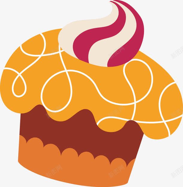 黄色纸杯蛋糕png免抠素材_88icon https://88icon.com 扁平 生日装饰 蛋糕 黄色