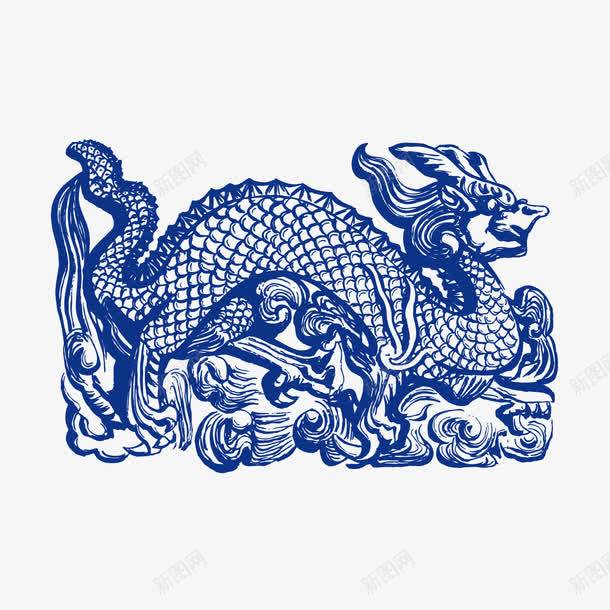 青铜花纹动物png免抠素材_88icon https://88icon.com 时尚 蓝色 龙