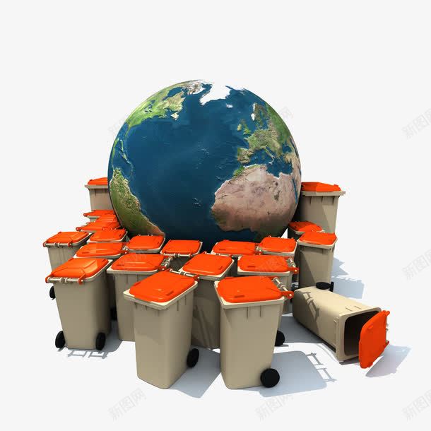 保护地球png免抠素材_88icon https://88icon.com 地球 地球的垃圾 垃圾桶 垃圾箱 环保
