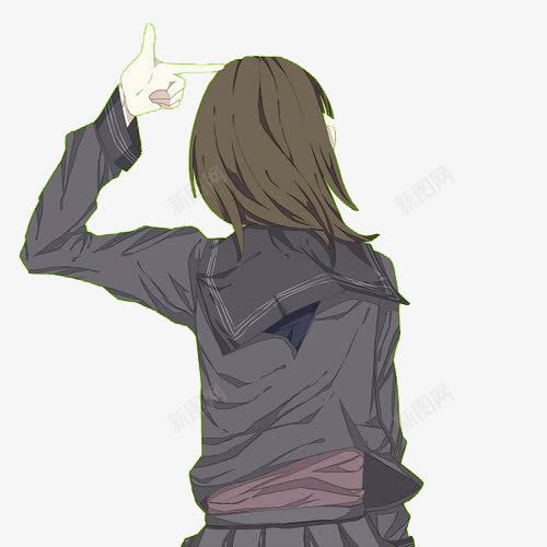 二次元手绘黑色水手服妹子png免抠素材_88icon https://88icon.com 二次元 动漫 手绘