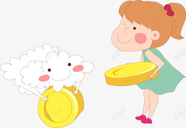 手绘抱金币的女孩png免抠素材_88icon https://88icon.com 手绘 抱金币的女孩 理财