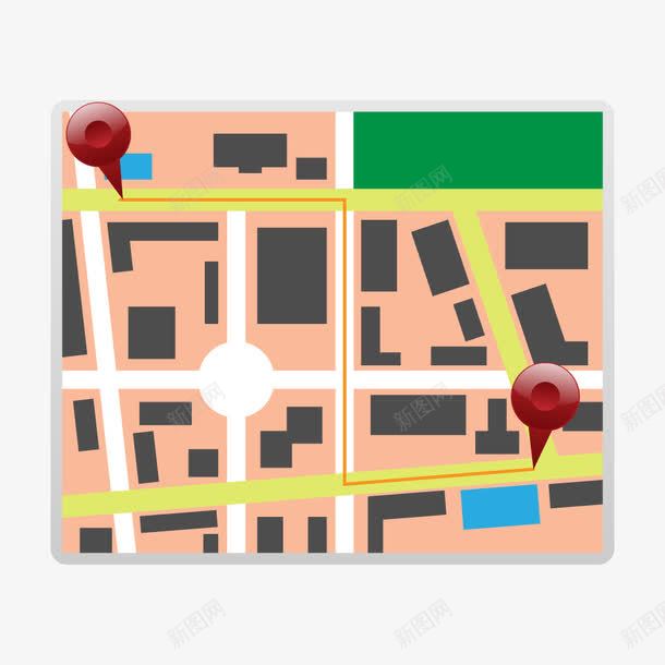 彩色质感地图路线图png免抠素材_88icon https://88icon.com 地图 彩色 质感 路线图