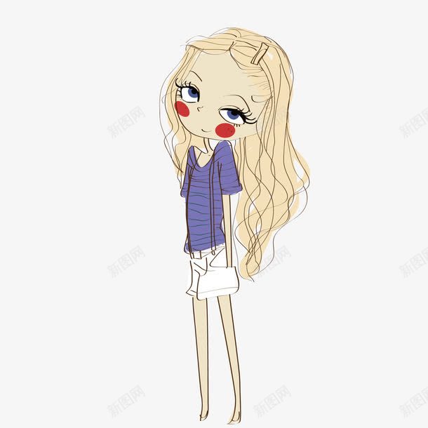 卡通手绘长发美女人物png免抠素材_88icon https://88icon.com 卡通 手绘 美女人物 长发
