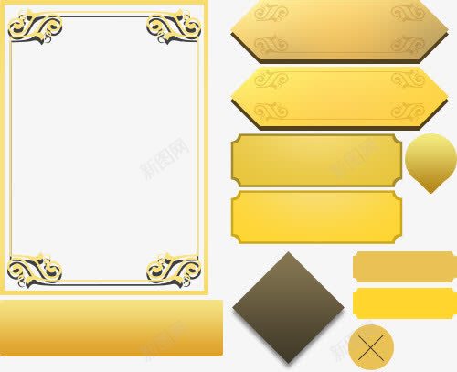 金色花纹艺术标签png免抠素材_88icon https://88icon.com 标签 艺术 花纹 金色