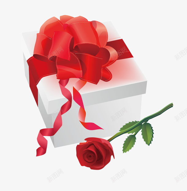 白色礼盒png免抠素材_88icon https://88icon.com 玫瑰花 白色礼盒