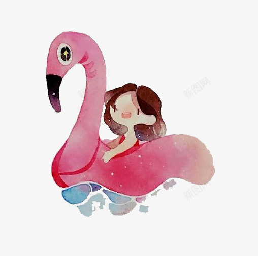 水彩女孩png免抠素材_88icon https://88icon.com 卡通 天鹅 女孩 水彩 粉红天鹅 粉色 装饰