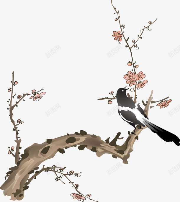 中国风花鸟png免抠素材_88icon https://88icon.com PNG 中国风 中式 植物 花卉 鸟语花香