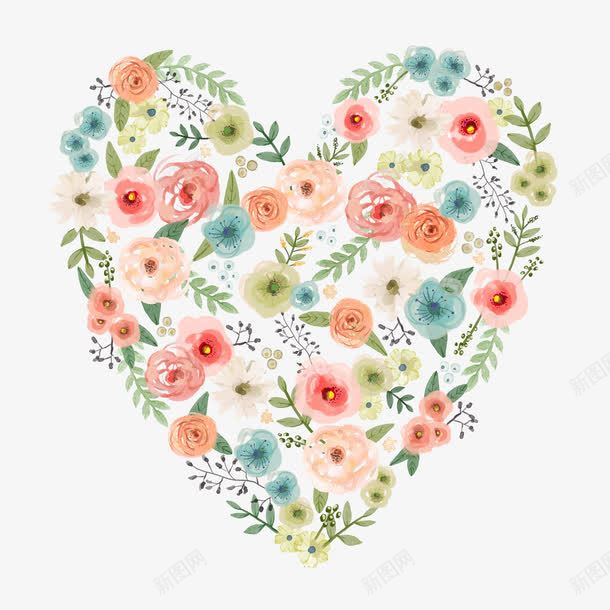 心形水彩花纹五颜六色png免抠素材_88icon https://88icon.com 心形 水彩 花纹
