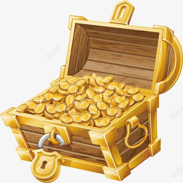 手绘卡通金币宝箱png免抠素材_88icon https://88icon.com 卡通 金币