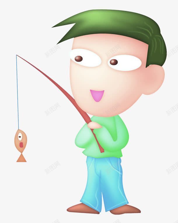 钓鱼的人png免抠素材_88icon https://88icon.com 兴趣爱好 卡通 钓鱼 鱼