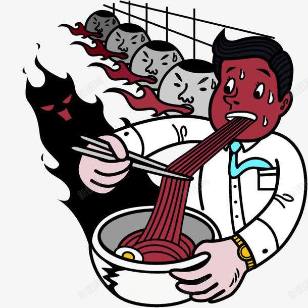 一群吃面的人png免抠素材_88icon https://88icon.com 人物 动作 吃的 吃面插画 红色 衣食住行