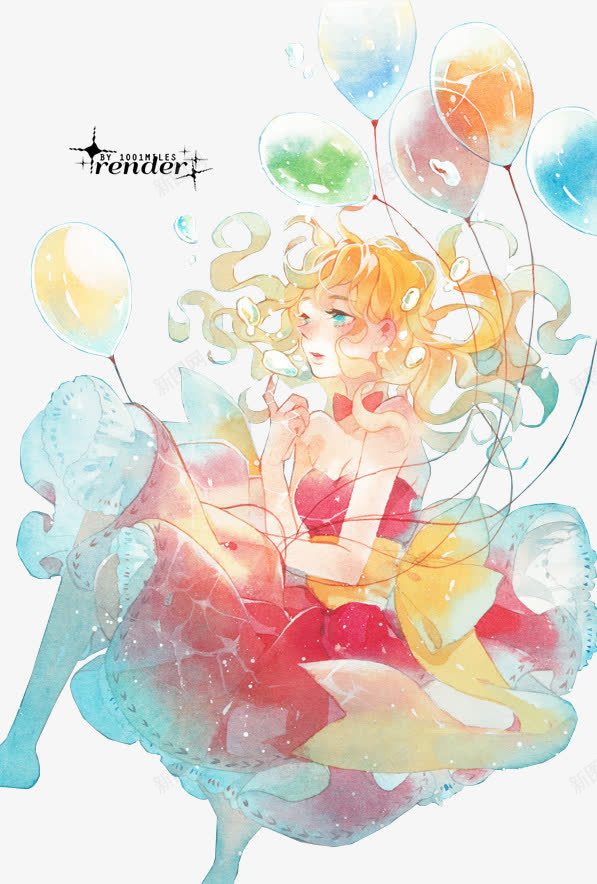 彩色梦幻气球美女png免抠素材_88icon https://88icon.com 彩色 梦幻 气球 美女