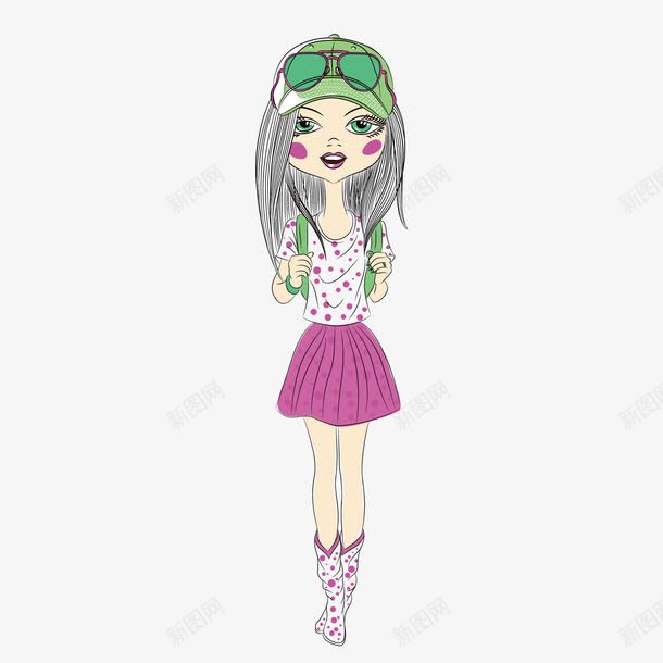 紫色短裙背包美女人物png免抠素材_88icon https://88icon.com 短裙 紫色 美女人物 背包