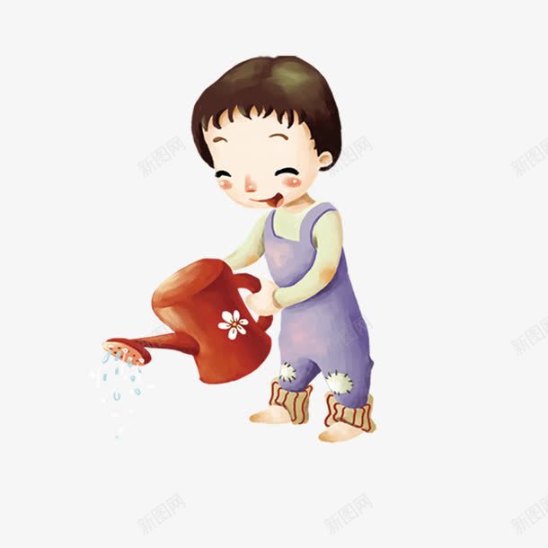 浇水卡通png免抠素材_88icon https://88icon.com 卡通女孩 设计素材