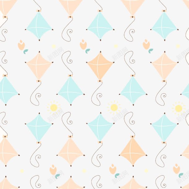 清新彩色风筝无缝背景矢量图ai免抠素材_88icon https://88icon.com 彩色背景 无缝背景 清新 粉色 蓝色 风筝 矢量图