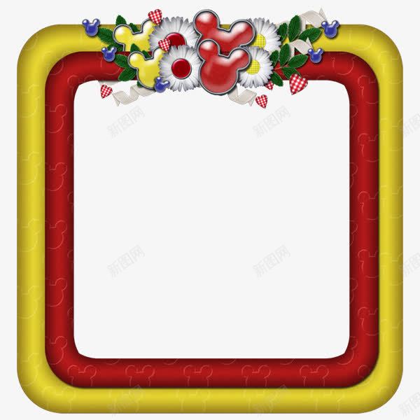 两种色边框png免抠素材_88icon https://88icon.com 手绘 相框 红色 花 边框
