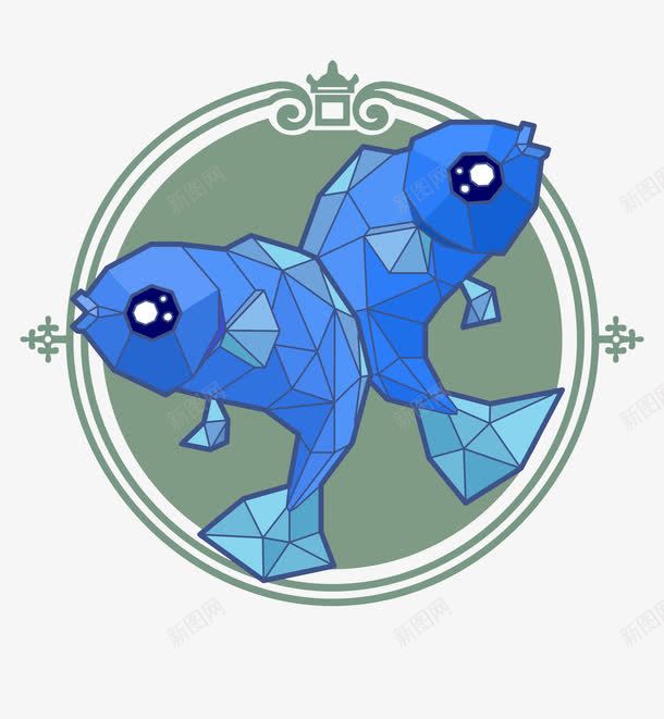 卡通手绘星座几何形蓝色双鱼座png免抠素材_88icon https://88icon.com 几何形的双鱼座 卡通的星座 手绘的星座 蓝色的双鱼座