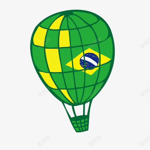 巴西国旗热气球png免抠素材_88icon https://88icon.com 巴西国旗 矢量巴西绿色热气球 矢量气球 矢量热气球