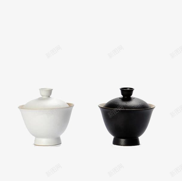 黑色和白色的盖碗png免抠素材_88icon https://88icon.com 产品实物 日用百货 白色 盖碗 黑色