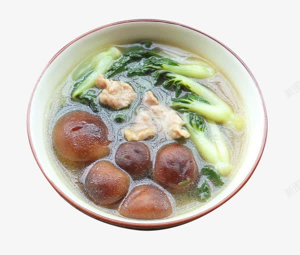 鲜香菇白菜汤png免抠素材_88icon https://88icon.com 快手菜 白菜 肉片 餐饮素材 香菇