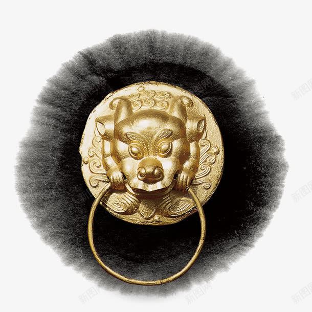门环png免抠素材_88icon https://88icon.com 开关大门 水墨 金色