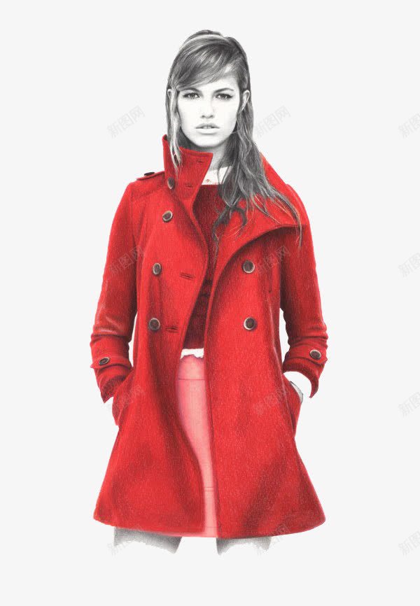 红色时装美女png免抠素材_88icon https://88icon.com 时装 简约 红色 美女
