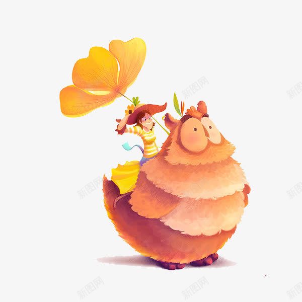 小鸟坐骑png免抠素材_88icon https://88icon.com 儿童插画 卡通 卡通人物 卡通动物 可爱 小女孩 小鸡 插画 故事插画