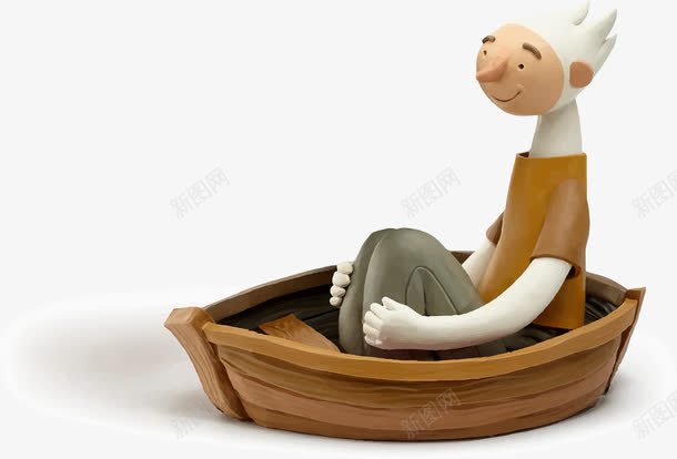坐在船里的人rarpng免抠素材_88icon https://88icon.com 卡通 可爱 泥塑 玩偶