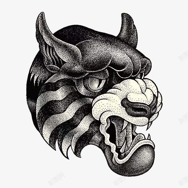 手绘老虎头像图png免抠素材_88icon https://88icon.com 创意 动物 唯美 头像 手绘 简笔 简约 黑色
