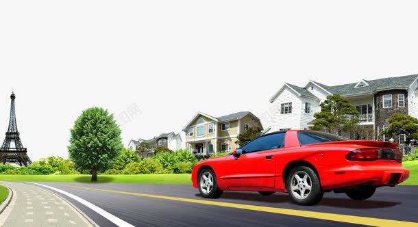 别墅建筑道路背景png免抠素材_88icon https://88icon.com 建筑 绿化 车辆 连排别墅 道路