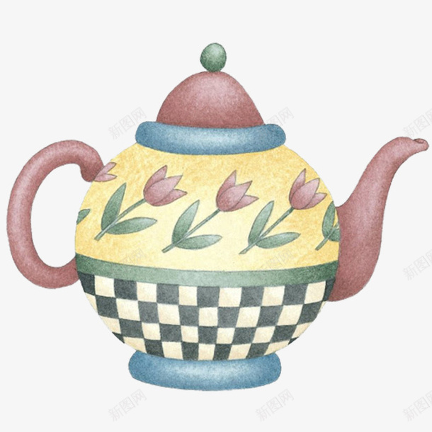 手绘茶壶png免抠素材_88icon https://88icon.com 创意 卡通 手绘 瓷器 茶壶