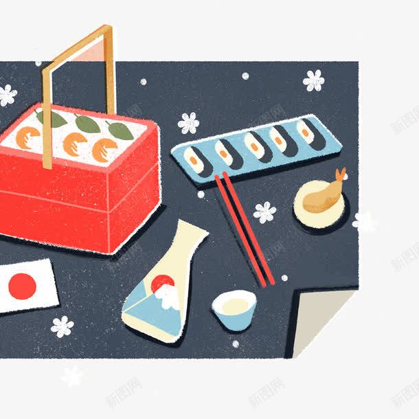 创意手绘寿司礼盒png免抠素材_88icon https://88icon.com 创意设计 卡通设计 扁平创意图