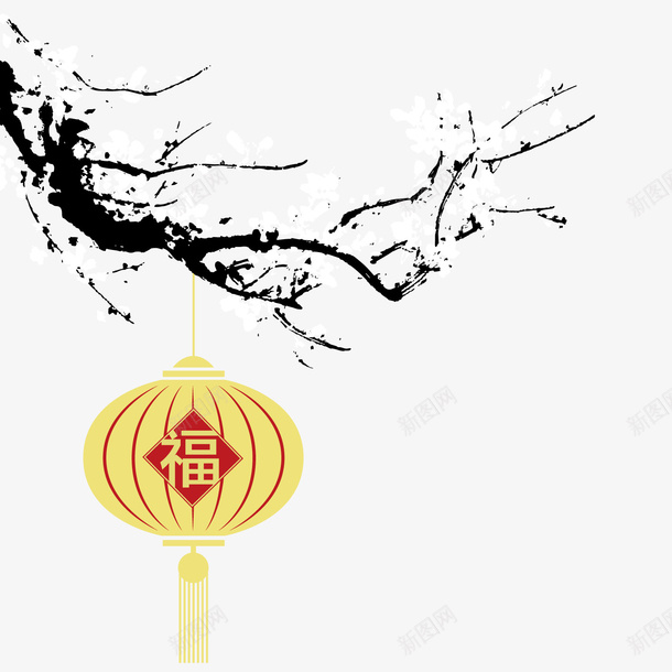 卡通手绘树枝灯笼png免抠素材_88icon https://88icon.com 卡通灯笼 手绘树枝 新年灯笼 树枝 黄色灯笼