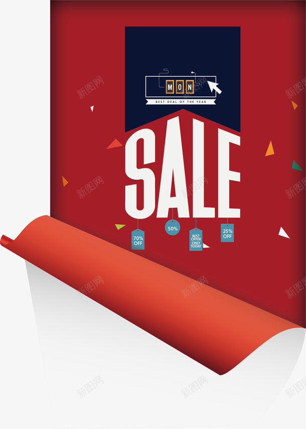翻页效果红色促销标签矢量图ai免抠素材_88icon https://88icon.com 促销 促销标签 矢量png 红色标签 翻页效果 节日促销 矢量图