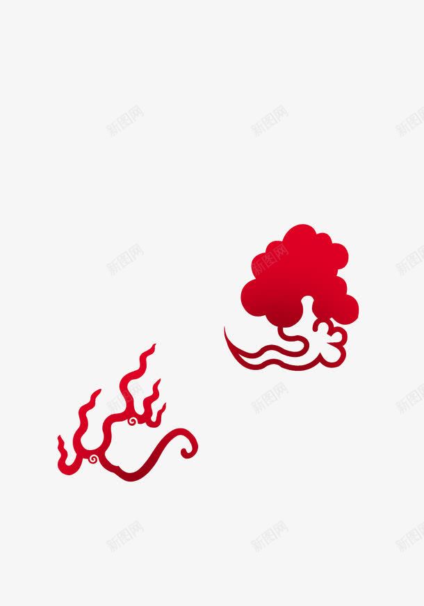 火红色祥云png免抠素材_88icon https://88icon.com 火红色 祥云 装饰