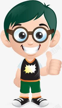 男孩png免抠素材_88icon https://88icon.com 大拇指 微笑 绿头发