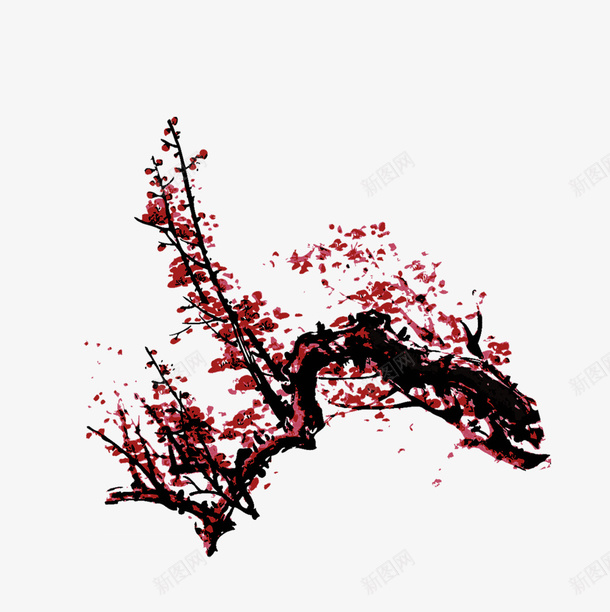 水墨梅花png免抠素材_88icon https://88icon.com 中国风 彩色 梅花 水墨