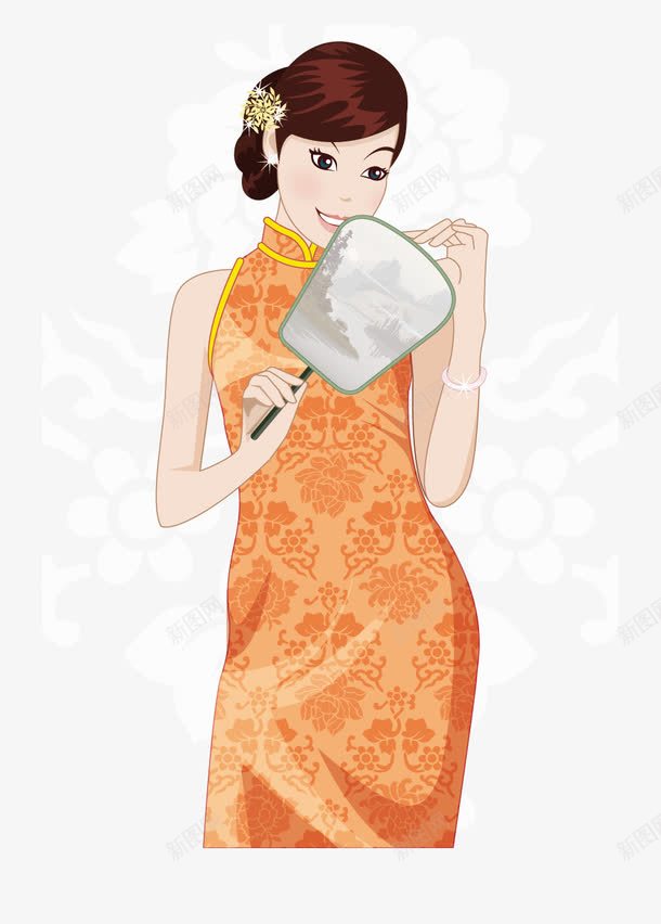 古典旗袍美女png免抠素材_88icon https://88icon.com 古典美女 旗袍 旗袍美女 矢量古典旗袍美女 矢量美女 风扇