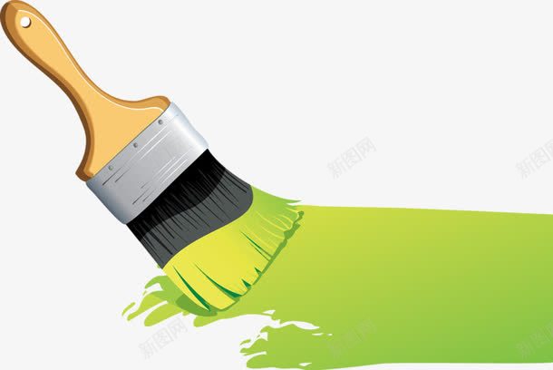 卡通手绘刷墙绿色漆png免抠素材_88icon https://88icon.com 创意 刷子 卡通手绘 绿色