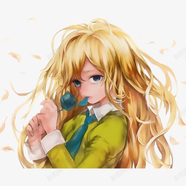 漫画拿花的美女png免抠素材_88icon https://88icon.com 动漫 唯美 手绘 拿花的美女 插画 漫画 蓝玫瑰