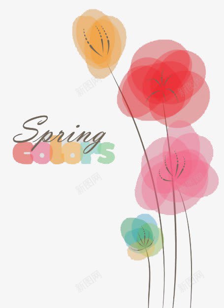 朦胧花朵png免抠素材_88icon https://88icon.com 红色 花朵 英语 黄色