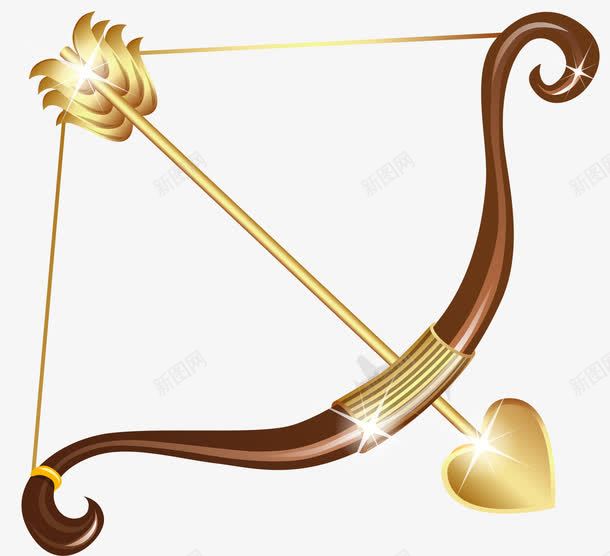 手绘箭金色弓箭png免抠素材_88icon https://88icon.com 手绘 爱心 箭金色弓箭