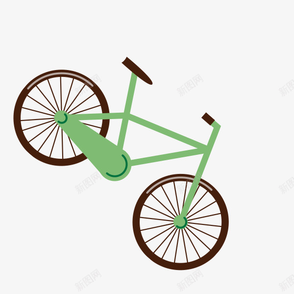 绿色自行车png免抠素材_88icon https://88icon.com 一辆 卡通 手绘 简图 绿色 自行车 车轮 黑色