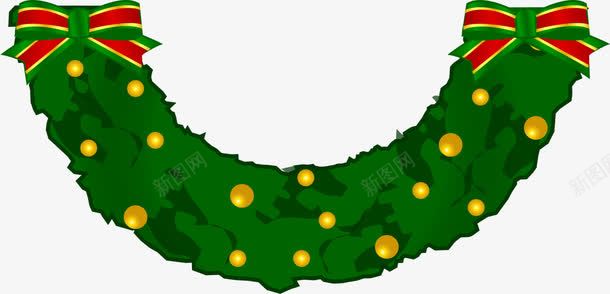 绿色圣诞节蝴蝶结草环png免抠素材_88icon https://88icon.com Christmas Merry 圣诞快乐 圣诞节 草环 装饰图案