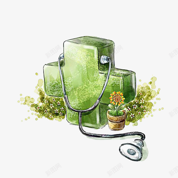手绘医疗工具png免抠素材_88icon https://88icon.com 医疗工具 听诊器 手绘画 矢量装饰 装饰