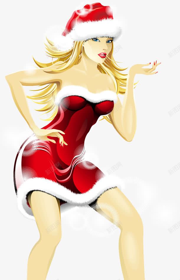 金发红衣圣诞女郎png免抠素材_88icon https://88icon.com 圣诞 女郎 红衣 金发