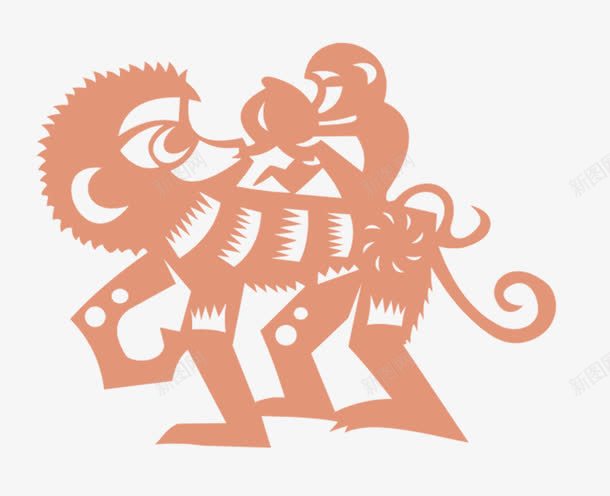 猴剪纸png免抠素材_88icon https://88icon.com 十二生肖 白描 素描 雕花