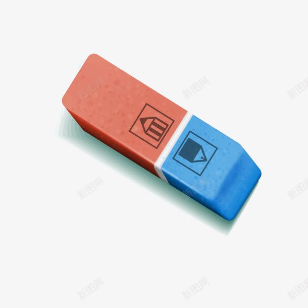红蓝两色橡皮png免抠素材_88icon https://88icon.com 两色 橡皮 红蓝