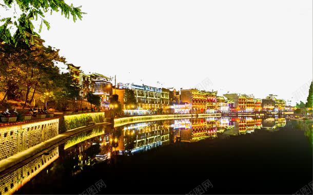 湖南凤凰古城夜景psd免抠素材_88icon https://88icon.com 名胜古迹 旅游风景 著名建筑